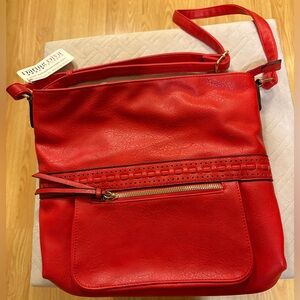 Daring Diva red whipstitch pocket crossbody bag/purse - NWT